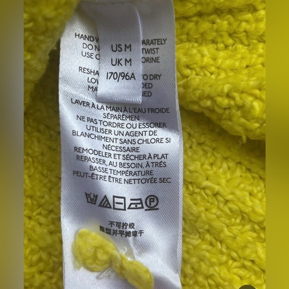 Anthropology lemon yellow funnel neck knit sweater size medium - Picture 10 of 10